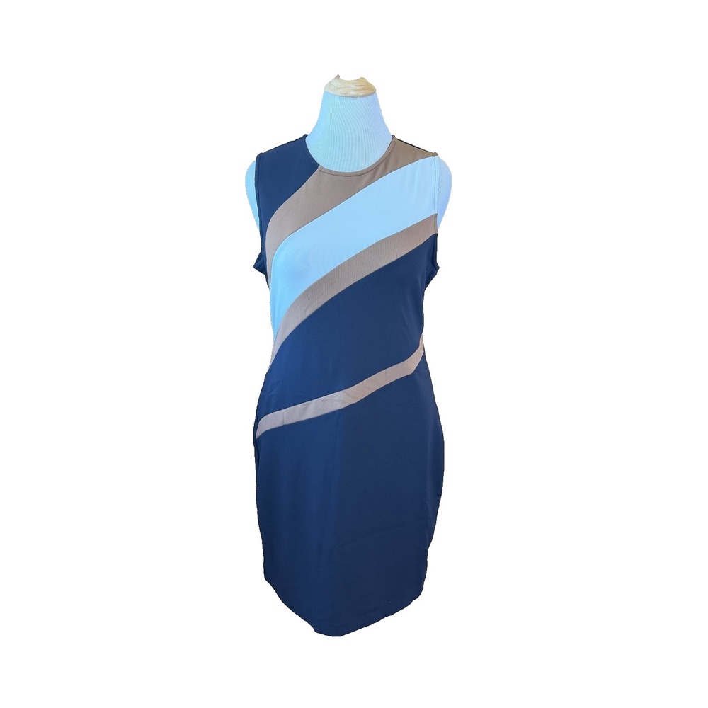 Boston Proper Sleeveless Colorblock Modern Knee Length Sheath Dress Large